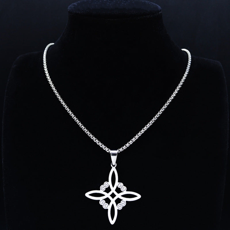 Witchcraft Stainless Steel Necklace Irish Knot Witch