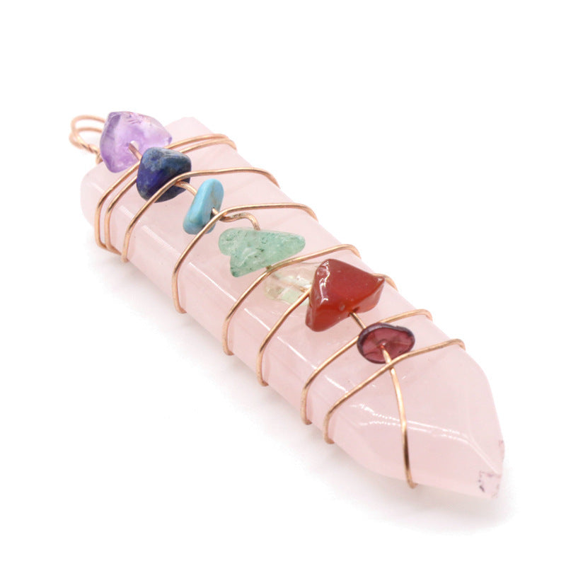 Jade Crystal Arrow Shape Seven Chakra Crystal Pendant