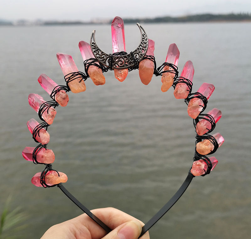 Natural Crystal Electroplating Frosted Crystal Witch Headband