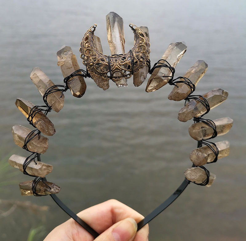 Natural Crystal Electroplating Frosted Crystal Witch Headband