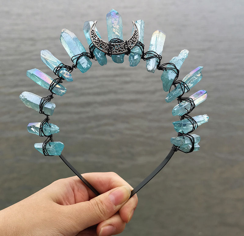 Natural Crystal Electroplating Frosted Crystal Witch Headband