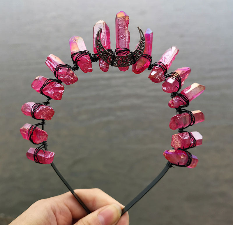 Natural Crystal Electroplating Frosted Crystal Witch Headband