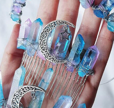 Natural Crystal Electroplating Frosted Crystal Witch Headband