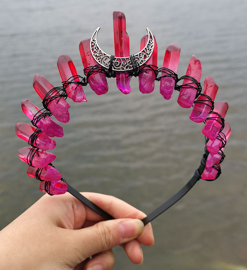 Natural Crystal Electroplating Frosted Crystal Witch Headband