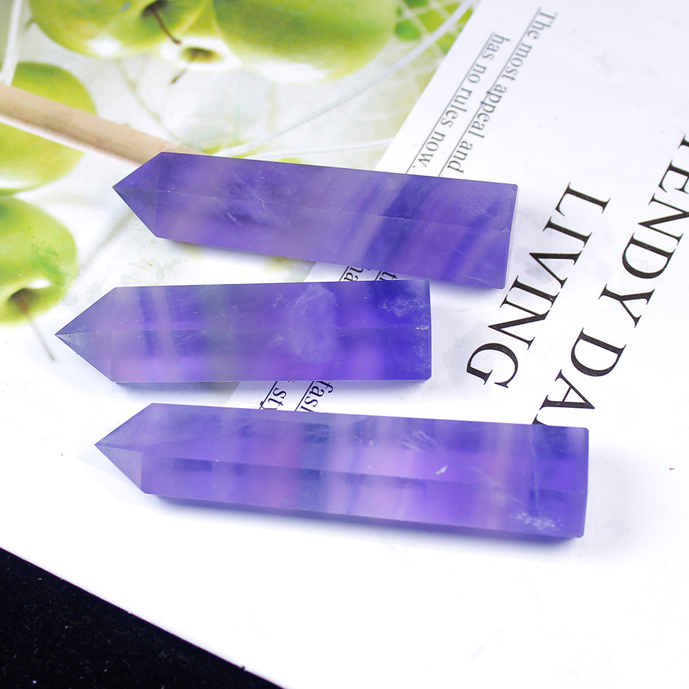 Natural Crystal Blue Purple Fluorite Crystal Column Energy Stone