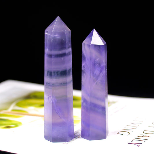 Natural Crystal Blue Purple Fluorite Crystal Column Energy Stone