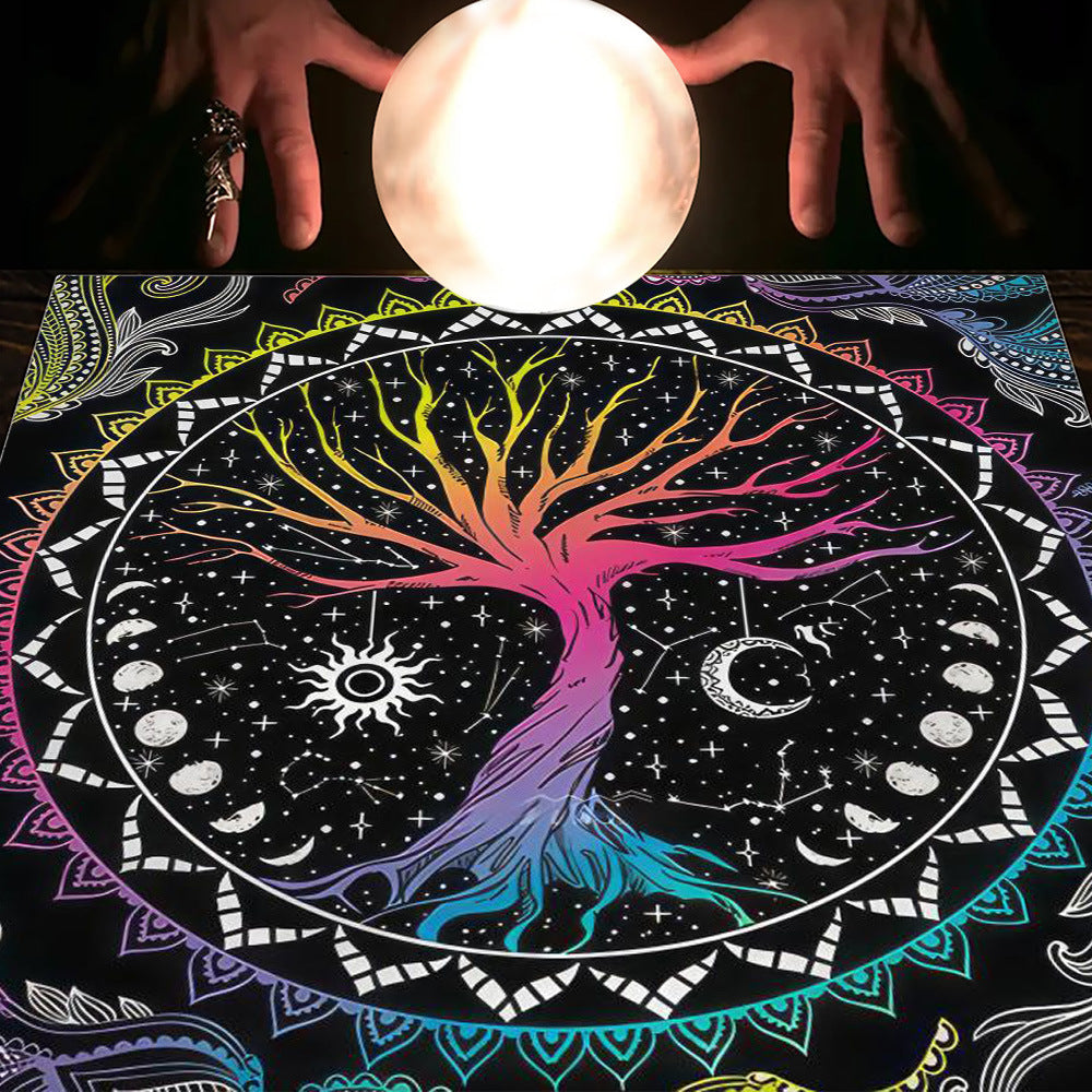 Tarot Tablecloth Cloth Cushion Tarot Moon Sun Lucky Tree Flannel Tablecloth