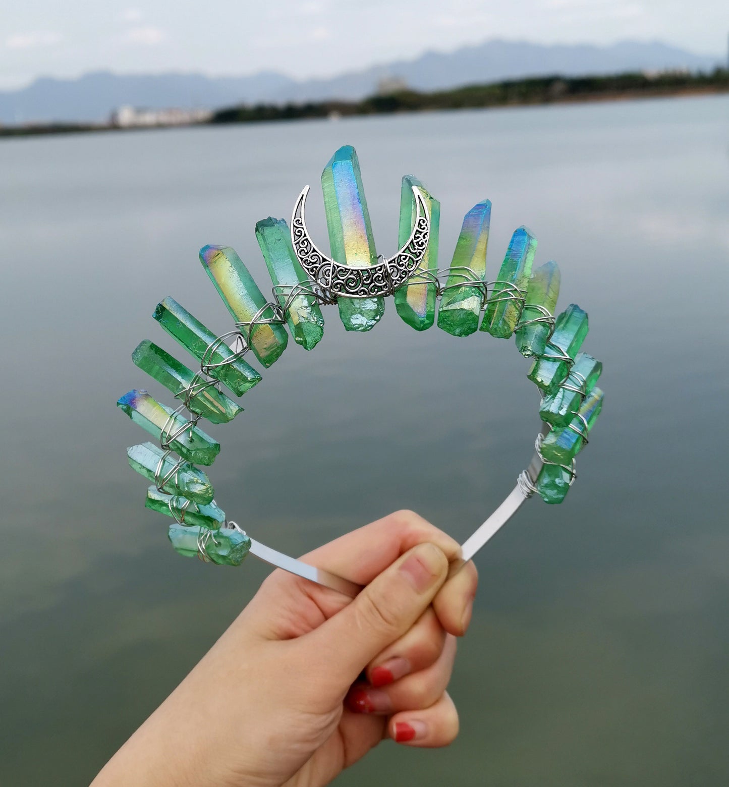 Natural Crystal Electroplating Frosted Crystal Witch Headband