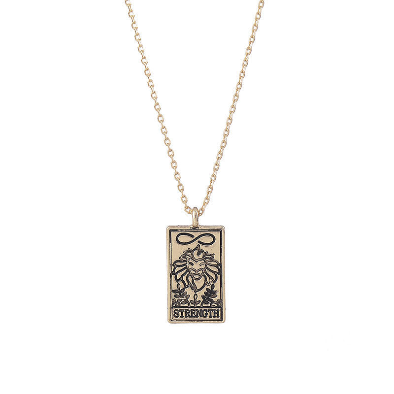 Tarot Pendant Necklace Vintage Tarot Collarbone Chain Gold Silver