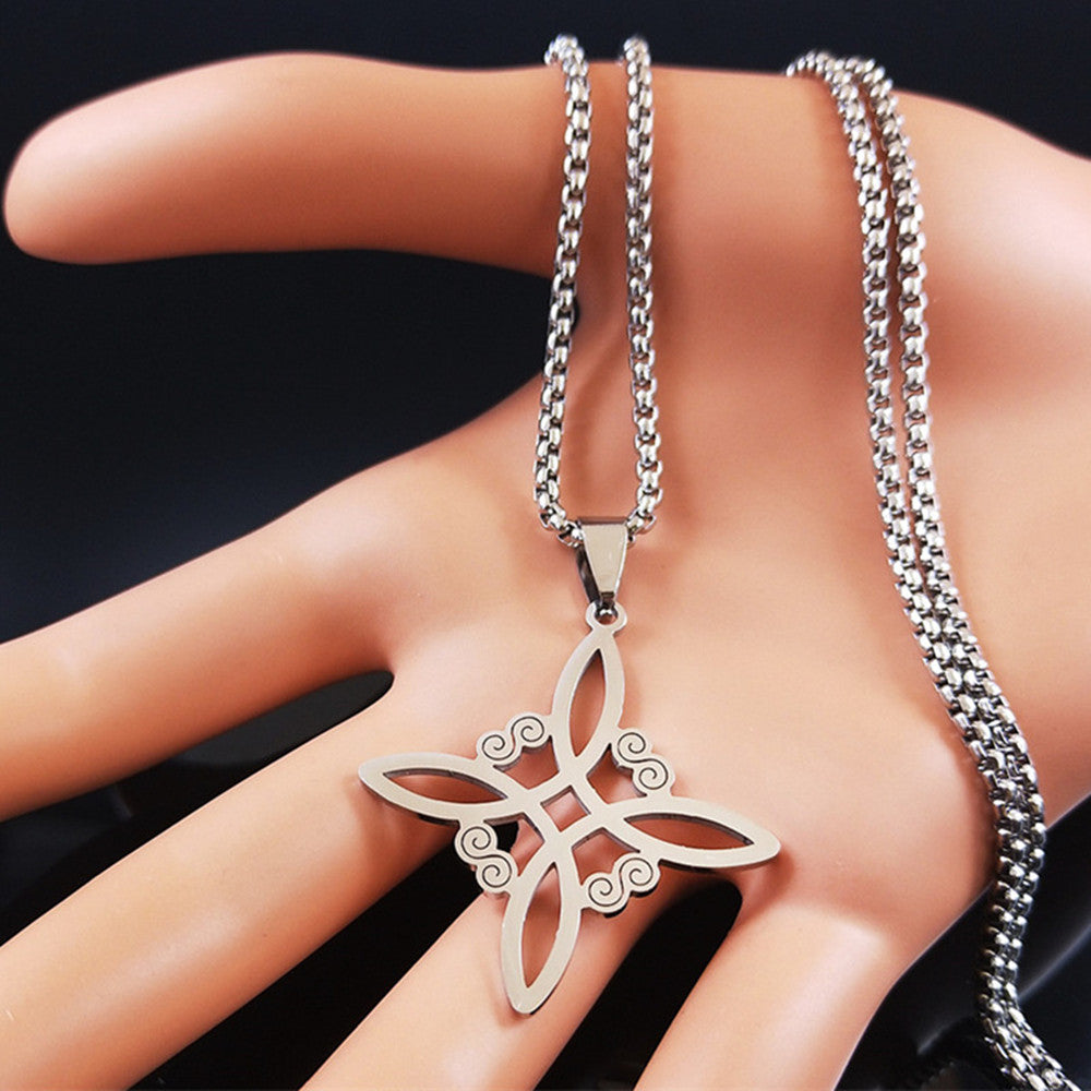 Witchcraft Stainless Steel Necklace Irish Knot Witch