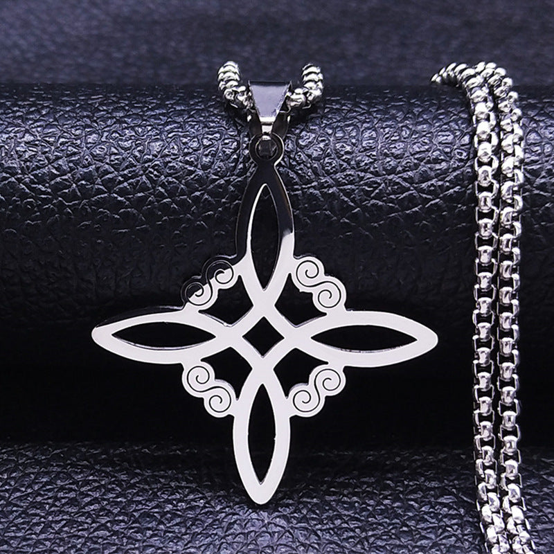 Witchcraft Stainless Steel Necklace Irish Knot Witch