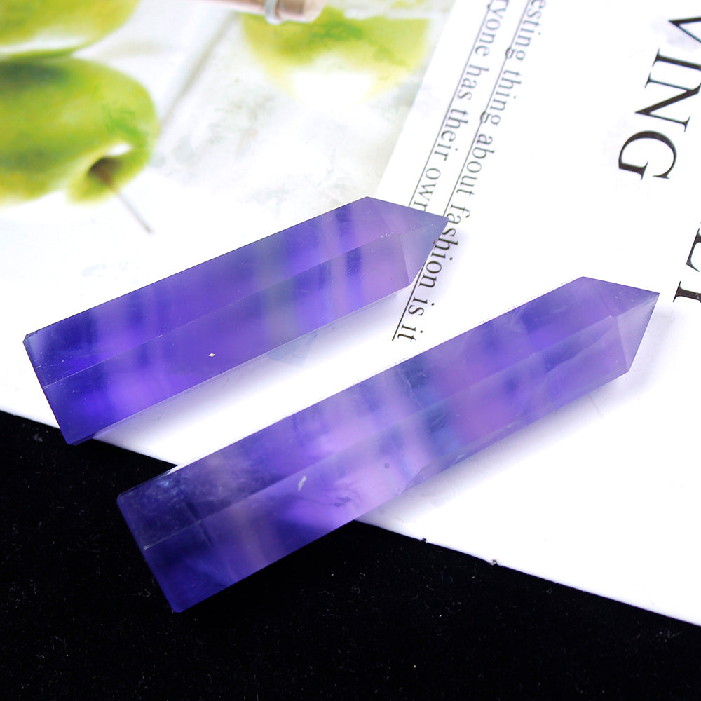 Natural Crystal Blue Purple Fluorite Crystal Column Energy Stone