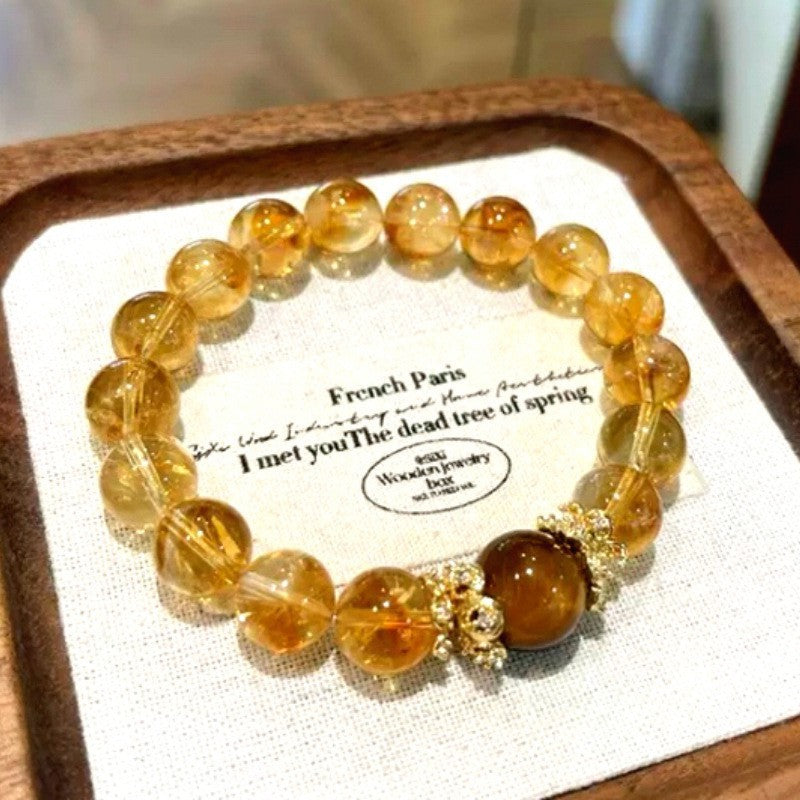 Natural Yellow Tower Crystal Ice Broken Crystal Tigereye Bracelet